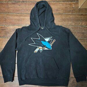 Vintage San Jose Sharks Hockey Black Pullover Hoodie 90s Old Time Hockey Size S